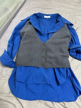 Conjunto 3 prendas: camisa, chaleco y jersey