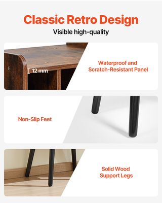 Supporto per Giradischi 2 Livelli con 4 Armadietti