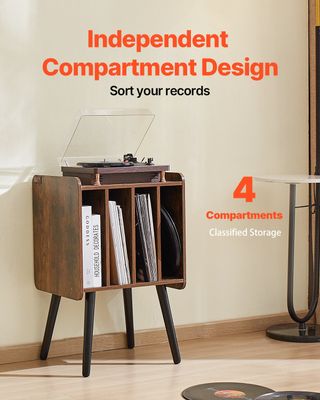 Supporto per Giradischi 2 Livelli con 4 Armadietti