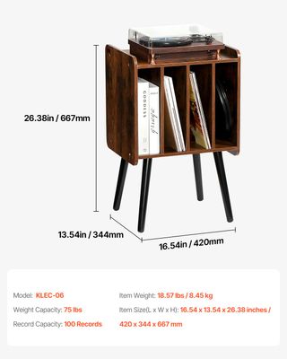 Supporto per Giradischi 2 Livelli con 4 Armadietti