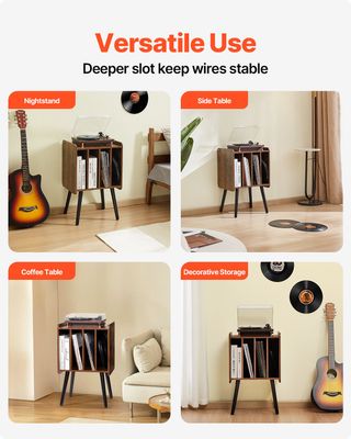 Supporto per Giradischi 2 Livelli con 4 Armadietti