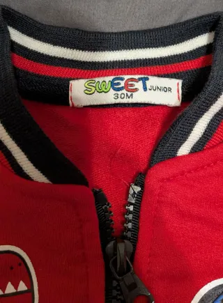 Felpa bimbo rossa con dinosauro