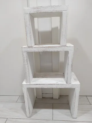 Conjunto 3 estantes exposicion madera