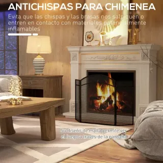 Protector Chimenea 3 Paneles 96x60 cm