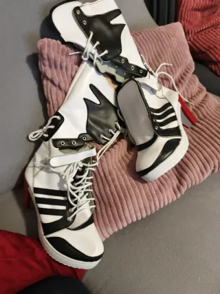 N40 Botas Cosplay de tacón con cordones