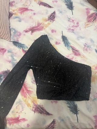 Top fiesta lentejuelas un hombro