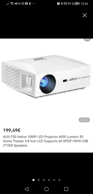 Proyector LED Full HD Aun Blanco