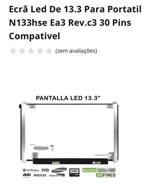 Ecrã LED 13.3 N133hse Ea3 Rev.c3 30 Pins