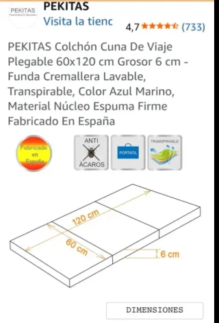 Parque cuna Lionelo Stefi + Colchón Pekitas