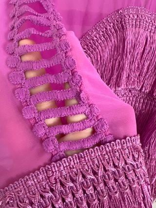 Blusa Morada con Flecos Estilo Flamenco