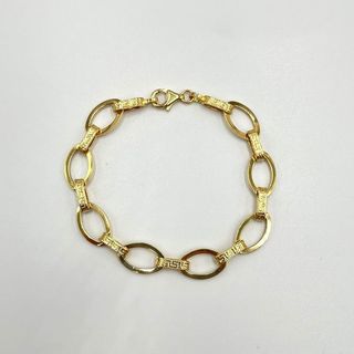 PULSERA DISEÑO ITALIANO GRECA. Hueca. Oro 18k.