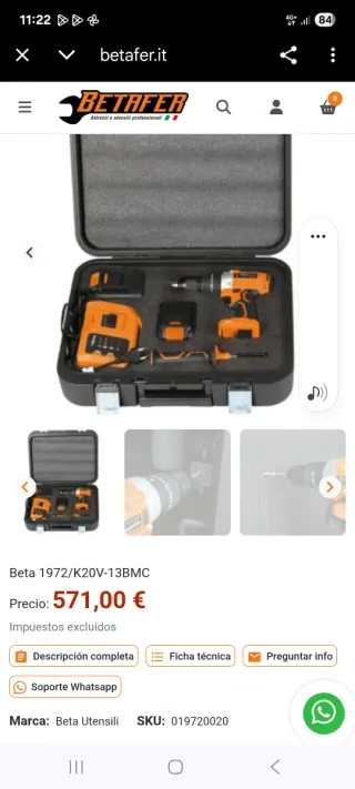 Taladro Beta 1972/K20V-13BMC 20V