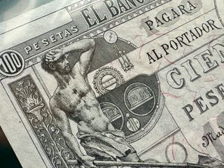 Billete 100 pesetas 1903 Prueba Anverso Fogonero