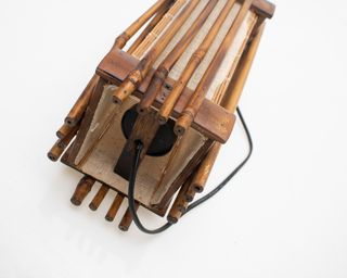 Lámpara cuadrada de mesa bambú, años 70