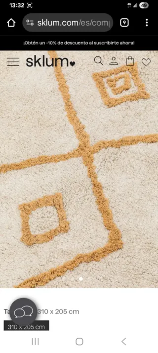 Alfombra Sklum Algodón Beige y Dorado