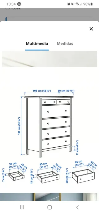 Cómoda blanca de madera