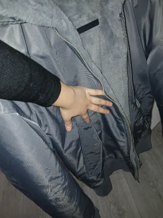 Chaqueta reversible pelo hombre gris