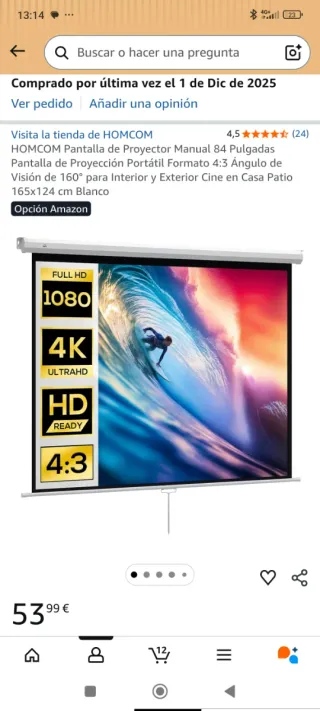 Pantalla Proyector HOMCOM 84 Manual