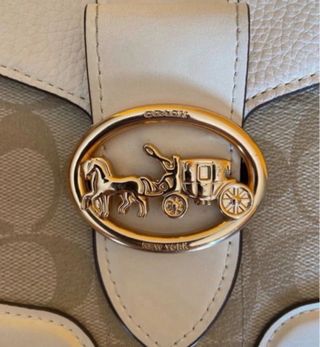 Borsa Coach Kat Saddle Beige/Bianca/Oro