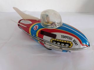 Giocattolo in latta Torpedo Boat anni '70 - raro