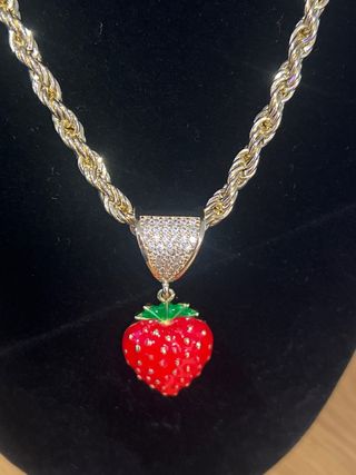 Collar Chapado Oro 14K 45cm con Colgante Fresa