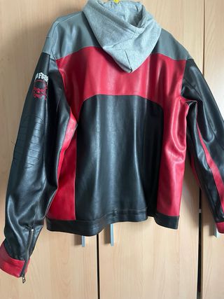 Chaqueta de cuero No Fear Negra y Roja