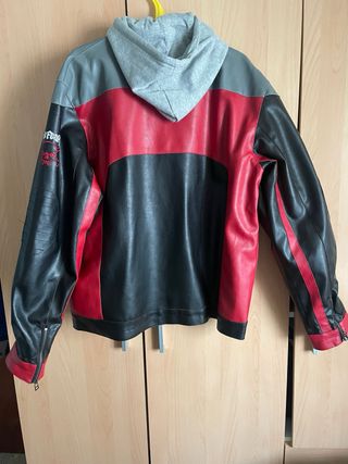 Chaqueta de cuero No Fear Negra y Roja