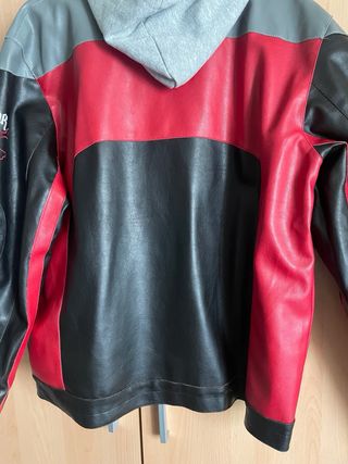 Chaqueta de cuero No Fear Negra y Roja