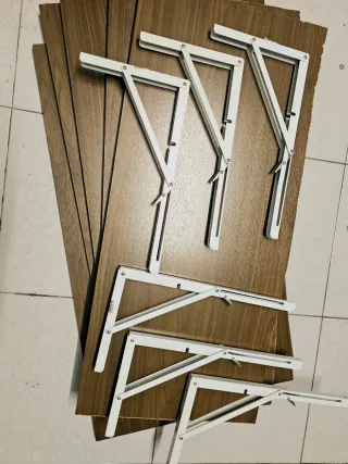 6 Escuadras Plegables 40cm + Baldas Madera