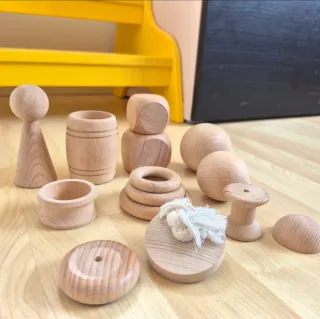 Piezas madera cesta tesoros Tickit