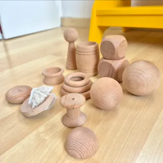 Piezas madera cesta tesoros Tickit