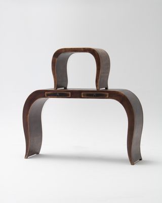 Consola y taburete en madera curvada Art Déco