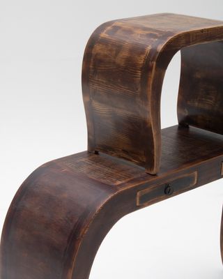 Consola y taburete en madera curvada Art Déco