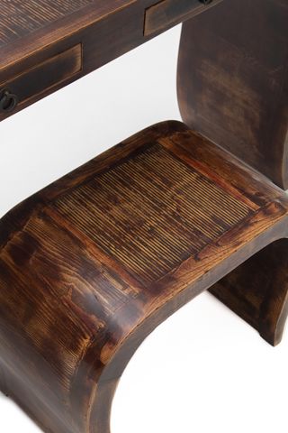 Consola y taburete en madera curvada Art Déco