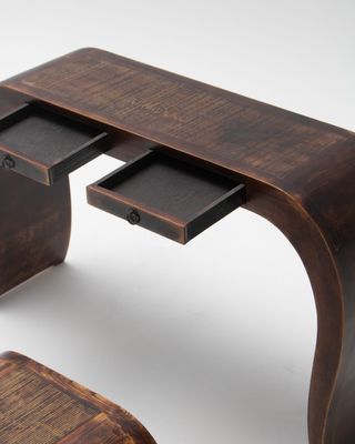 Consola y taburete en madera curvada Art Déco