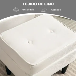 Sillón orejero blanco con reposapiés