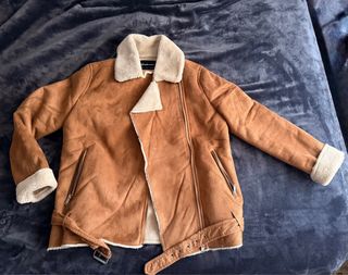Chaqueta ante y pelito beige/marrón
