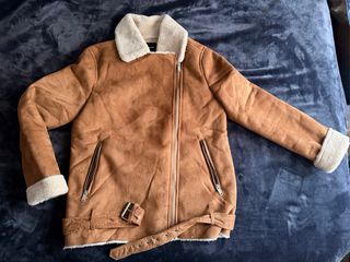 Chaqueta ante y pelito beige/marrón