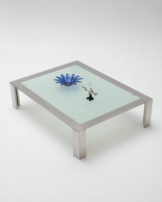 Mesa de centro cromo y cristal Mid-Century