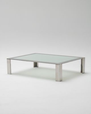 Mesa de centro cromo y cristal Mid-Century