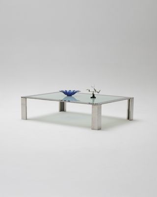 Mesa de centro cromo y cristal Mid-Century