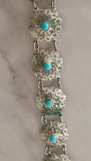 Bracciale 925 filigrana e turchesi