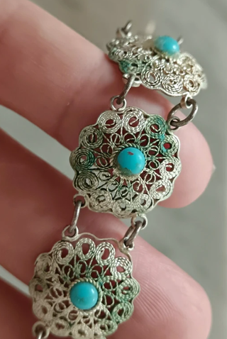 Bracciale 925 filigrana e turchesi