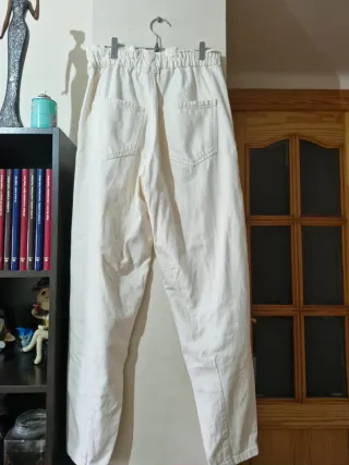 Pantalones beige paper bag