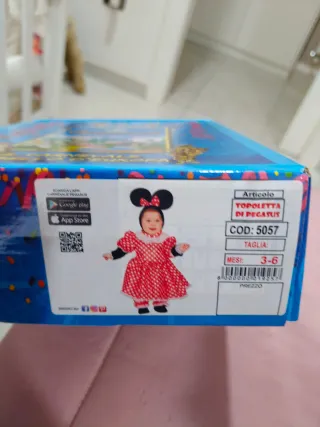 Vestito Carnevale Minnie Pois Rosso 3-6 mesi