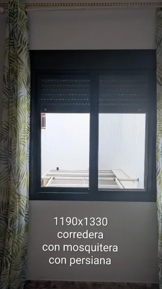 Ventana corredera aluminio verde diferentes medida