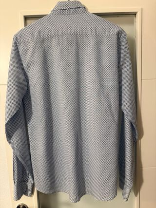 Camisa semi entallada azul y gris