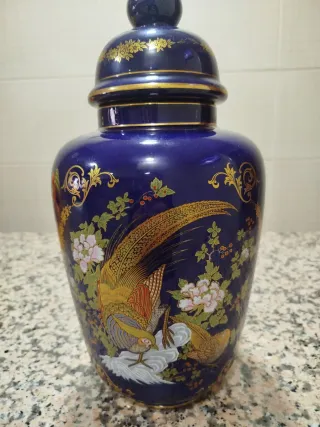 Pote Vintage Kobalt Cerâmica Dourado