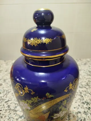 Pote Vintage Kobalt Cerâmica Dourado