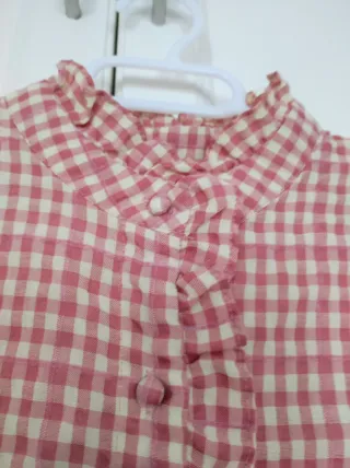 Camisa Vichy Rosa y Beige Talla Única